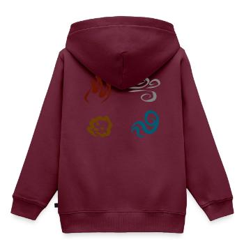 Four Elements - Kinder Premium Organic Hoodie - Burgunderrot - Hinten - AI Model Kid Female (0cm)