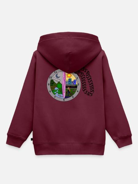 Zeitreise Uhr - Kinder Premium Organic Hoodie - Burgunderrot