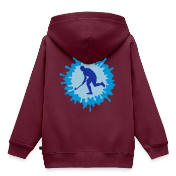3D Hockey - Kinder Premium Organic Hoodie - Burgunderrot - Hinten - AI Model Kid Female (0cm)