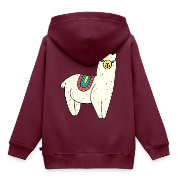Alpaka - Kinder Premium Organic Hoodie - Burgunderrot - Hinten - AI Model Kid Female (0cm)