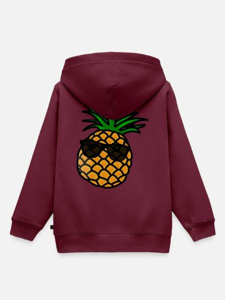 Coole Ananas - Kinder Premium Organic Hoodie - Burgunderrot