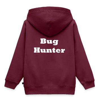 Bug Hunter - Kinder Premium Organic Hoodie - Burgunderrot - Hinten - AI Model Kid Female (0cm)