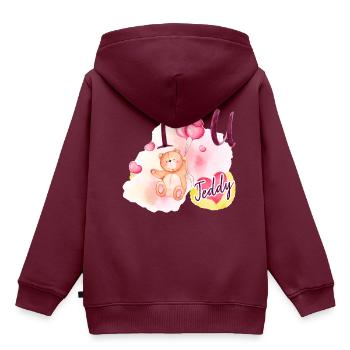 Teddy - Kinder Premium Organic Hoodie - Burgunderrot - Hinten - AI Model Kid Female (0cm)