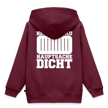 Heizungsbau Hauptsache Dicht! - Kinder Premium Organic Hoodie - Burgunderrot - Hinten - AI Model Kid Female (0cm)