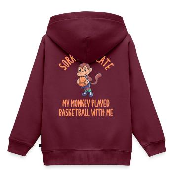 Basketball Affe Haustier Sport Geschenk - Kinder Premium Organic Hoodie - Burgunderrot - Hinten - AI Model Kid Female (0cm)