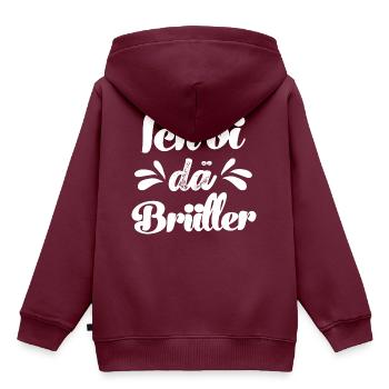 Ich bin dä Brüller Schweiz Schweizerdeutsch - Kinder Premium Organic Hoodie - Burgunderrot - Hinten - AI Model Kid Female (0cm)