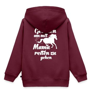 Geboren um mit Mama reiten zu gehen Pferde Reiten - Kinder Premium Organic Hoodie - Burgunderrot - Hinten - AI Model Kid Female (0cm)
