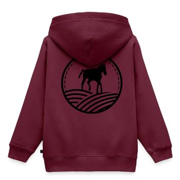 Pferde Reitsport Freiheit Fohlen Ross - Kinder Premium Organic Hoodie - Burgunderrot - Hinten - AI Model Kid Female (0cm)