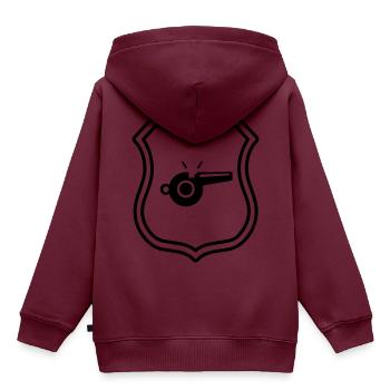 Trillerpfeife Pfeife Wappen - Kinder Premium Organic Hoodie - Burgunderrot - Hinten - AI Model Kid Female (0cm)