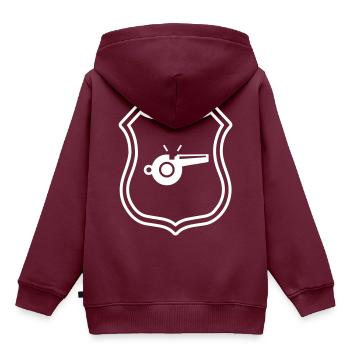 Trillerpfeife Pfeife Wappen - Kinder Premium Organic Hoodie - Burgunderrot - Hinten - AI Model Kid Female (0cm)