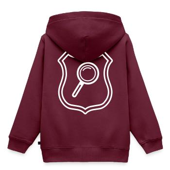 Lupe Wappen - Kinder Premium Organic Hoodie - Burgunderrot - Hinten - AI Model Kid Female (0cm)