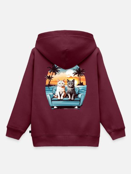 Katzen am Meer - Kinder Premium Organic Hoodie - Burgunderrot