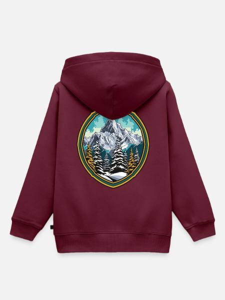 Berge Wald Gipfel Ski - Kinder Premium Organic Hoodie - Burgunderrot