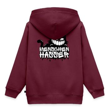 Menschenhasser Katze – Für alle, die ehrlich sind - Kinder Premium Organic Hoodie - Burgunderrot - Hinten - AI Model Kid Female (0cm)