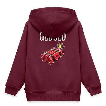 Geduld am Limit mit Dynamit Humor - Kinder Premium Organic Hoodie - Burgunderrot - Hinten - AI Model Kid Female (0cm)