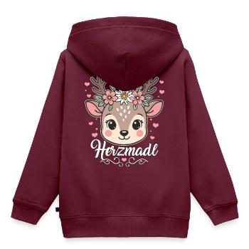 Herzmadl niedliches Hirsch Mädchen Trachten Ersatz - Kinder Premium Organic Hoodie - Burgunderrot - Hinten - AI Model Kid Female (0cm)