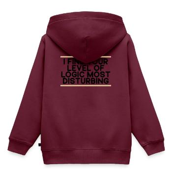 Sarkasmus-Geschenk Finden Sie Ihr Niveau der Logik störend - Kinder Premium Organic Hoodie - Burgunderrot - Hinten - AI Model Kid Female (0cm)