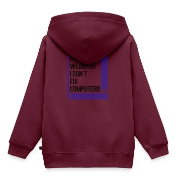 Website Designer Geschenke Ich entwerfe Websites, die ich nicht entwerfe - Kinder Premium Organic Hoodie - Burgunderrot - Hinten - AI Model Kid Female (0cm)