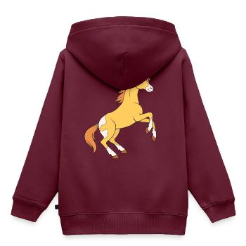 Wildpferd Mädchen Pferd - Kinder Premium Organic Hoodie - Burgunderrot - Hinten - AI Model Kid Female (0cm)