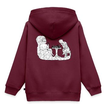 Internet Meme - Brainlet Schach Meme - Kinder Premium Organic Hoodie - Burgunderrot - Hinten - AI Model Kid Female (0cm)