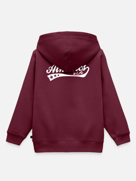 athletics is life - retro - Kinder Premium Organic Hoodie - Burgunderrot