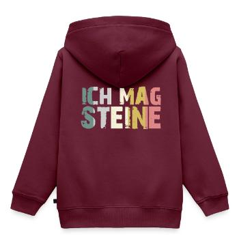 Ich mag Steine - Kinder Premium Organic Hoodie - Burgunderrot - Hinten - AI Model Kid Female (0cm)