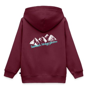 Saalbach Hinterglemm - Kinder Premium Organic Hoodie - Burgunderrot - Hinten - AI Model Kid Female (0cm)