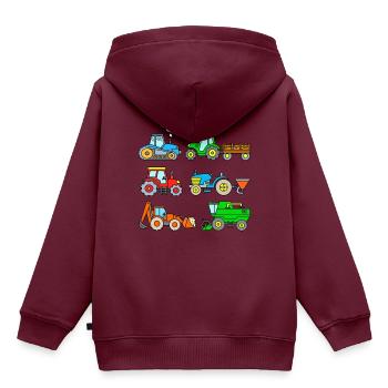 Traktoren - Fahrzeuge auf dem Bauernhof - Kinder Premium Organic Hoodie - Burgunderrot - Hinten - AI Model Kid Female (0cm)