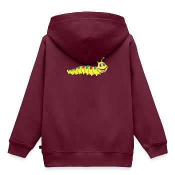 Raupe - Kinder Premium Organic Hoodie - Burgunderrot - Hinten - AI Model Kid Female (0cm)