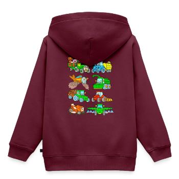 Traktoren Landmaschinen Bauernhof-Fahrzeuge - Kinder Premium Organic Hoodie - Burgunderrot - Hinten - AI Model Kid Female (0cm)