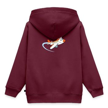 Flugzeug Jumbo Jumbojet - Zeichnung für Kinder - Kinder Premium Organic Hoodie - Burgunderrot - Hinten - AI Model Kid Female (0cm)