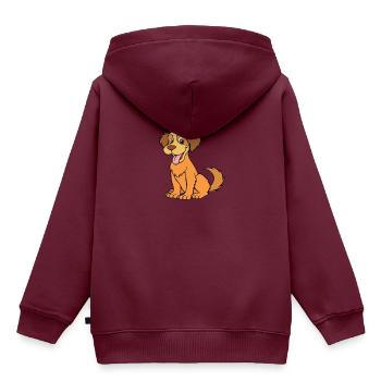 Hund Kinder Zeichnung - Kinder Premium Organic Hoodie - Burgunderrot - Hinten - AI Model Kid Female (0cm)