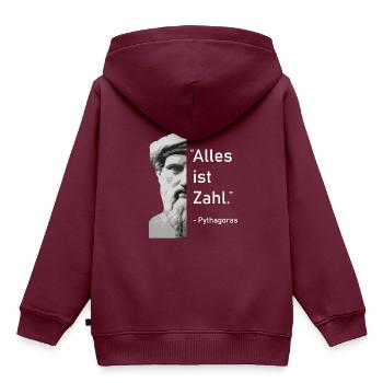 Geschenk Mathelehrer | Pythagoras Alle ist Zahl - Kinder Premium Organic Hoodie - Burgunderrot - Hinten - AI Model Kid Female (0cm)