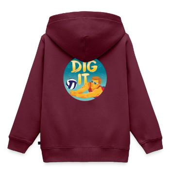 Dig it Beachvolleyball Design - Kinder Premium Organic Hoodie - Burgunderrot - Hinten - AI Model Kid Female (0cm)