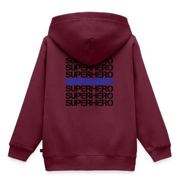 Superhero Superheld - Kinder Premium Organic Hoodie - Burgunderrot - Hinten - AI Model Kid Female (0cm)