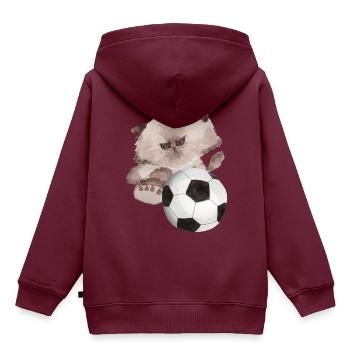 Katze Fußball Sport Geschenk Kind lustig spaß Tor - Kinder Premium Organic Hoodie - Burgunderrot - Hinten - AI Model Kid Female (0cm)