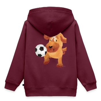 Hund Fußball Sport Geschenk Kind lustig spaß Tor - Kinder Premium Organic Hoodie - Burgunderrot - Hinten - AI Model Kid Female (0cm)
