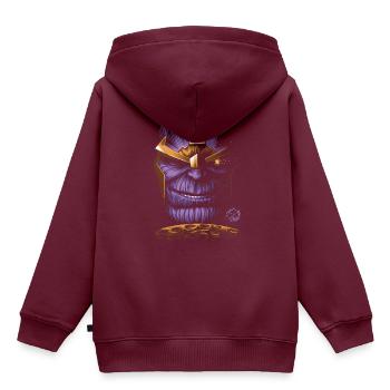 Superhero, Filmheld, Thanos - Kinder Premium Organic Hoodie - Burgunderrot - Hinten - AI Model Kid Female (0cm)