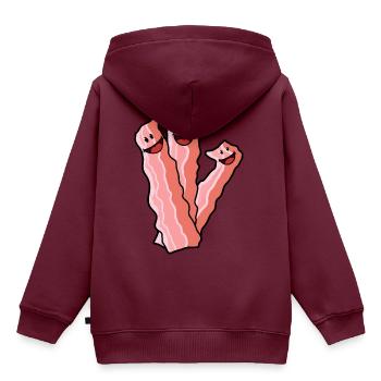 Speck Schinken Schweinefleisch Speise Nahrung - Kinder Premium Organic Hoodie - Burgunderrot - Hinten - AI Model Kid Female (0cm)