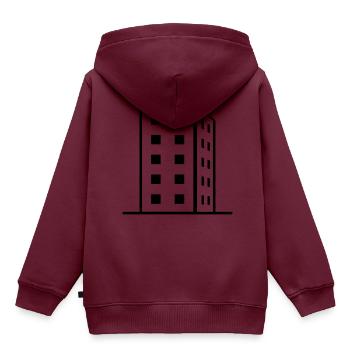 Haus / Block - Kinder Premium Organic Hoodie - Burgunderrot - Hinten - AI Model Kid Female (0cm)