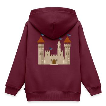 ritterburg - Kinder Premium Organic Hoodie - Burgunderrot - Hinten - AI Model Kid Female (0cm)