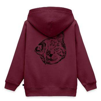 Schrödingers Katze - Dead or Alive - Kinder Premium Organic Hoodie - Burgunderrot - Hinten - AI Model Kid Female (0cm)