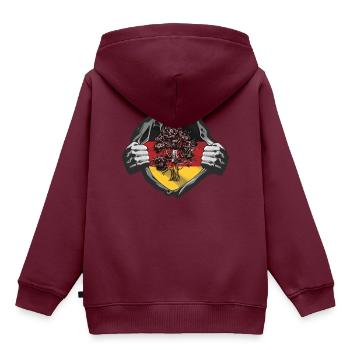 Eiche Deutsch - Kinder Premium Organic Hoodie - Burgunderrot - Hinten - AI Model Kid Female (0cm)