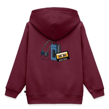 CLASSIC-WALKMAN im Retrodesign, - Kinder Premium Organic Hoodie - Burgunderrot - Hinten - AI Model Kid Female (0cm)