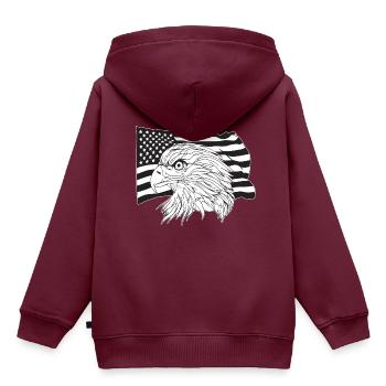American Flag with American Eagle - Kinder Premium Organic Hoodie - Burgunderrot - Hinten - AI Model Kid Female (0cm)