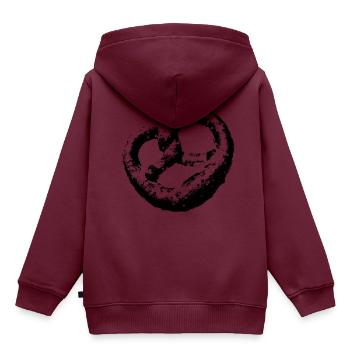 Brezel - Kinder Premium Organic Hoodie - Burgunderrot - Hinten - AI Model Kid Female (0cm)