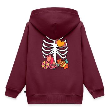Halloween Skelett Brustkorb Kinder - Kinder Premium Organic Hoodie - Burgunderrot - Hinten - AI Model Kid Female (0cm)