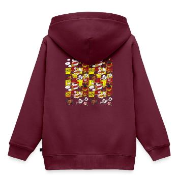 COMIC POW - Kinder Premium Organic Hoodie - Burgunderrot - Hinten - AI Model Kid Female (0cm)