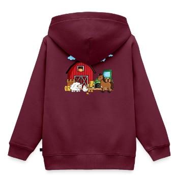 Bauernhof Tiere Trecker Traktor - Kinder Premium Organic Hoodie - Burgunderrot - Hinten - AI Model Kid Female (0cm)