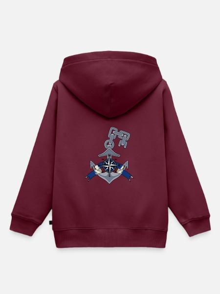 Anker Windrose Kompass - Kinder Premium Organic Hoodie - Burgunderrot